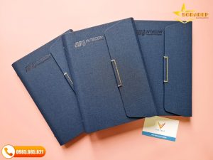 Sổ Da Bìa Còng Ép Logo