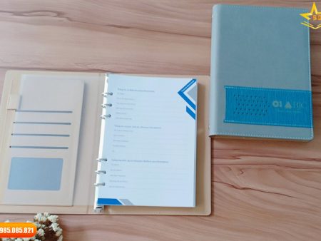 Sổ Tay Bìa Da Gáy Còng Cao Cấp